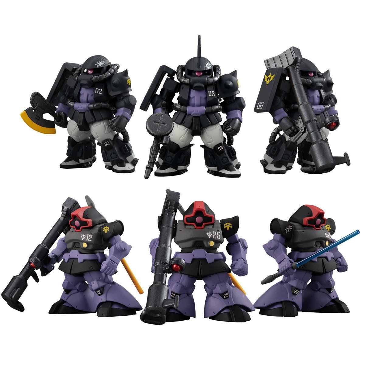 FW Gundam Converge:Core No.26 MS-06R-1A ZakuⅡ High Mobility Type + MS-09 Dom Black Tri-Stars Custom set