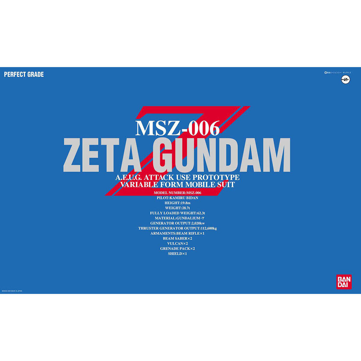 PG 1/60 No.04 MSZ-006 Zeta Gundam