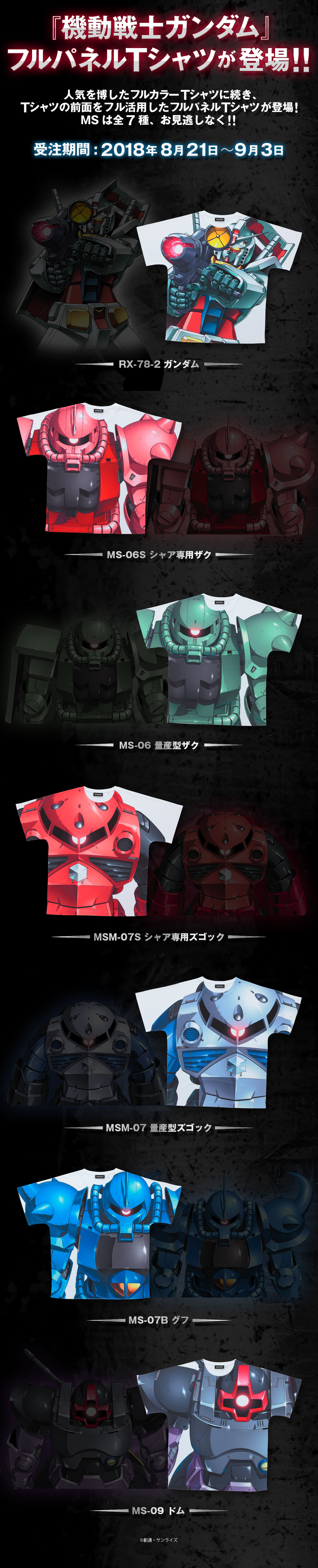 機動戦士ガンダム フルパネルTシャツ MSM-07 量産型ズゴック│バンコレ！