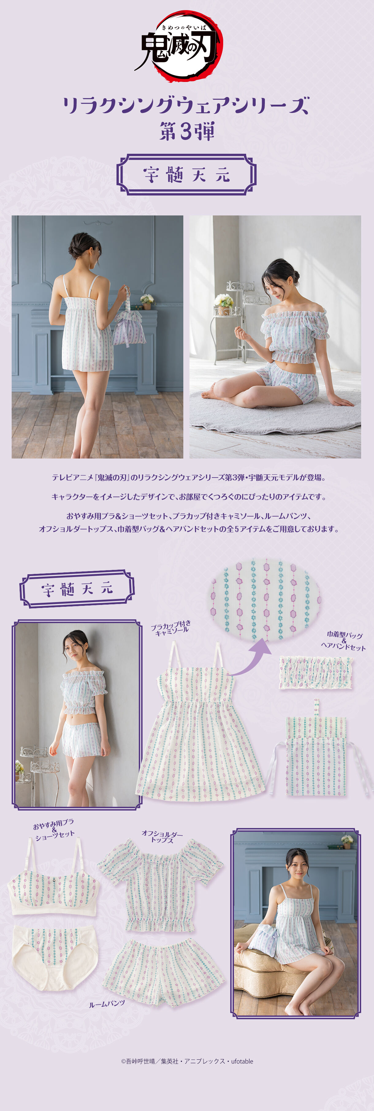 鬼滅の刃 リラクシングウェアシリーズ第3弾 おやすみ用ブラ&ショーツ
