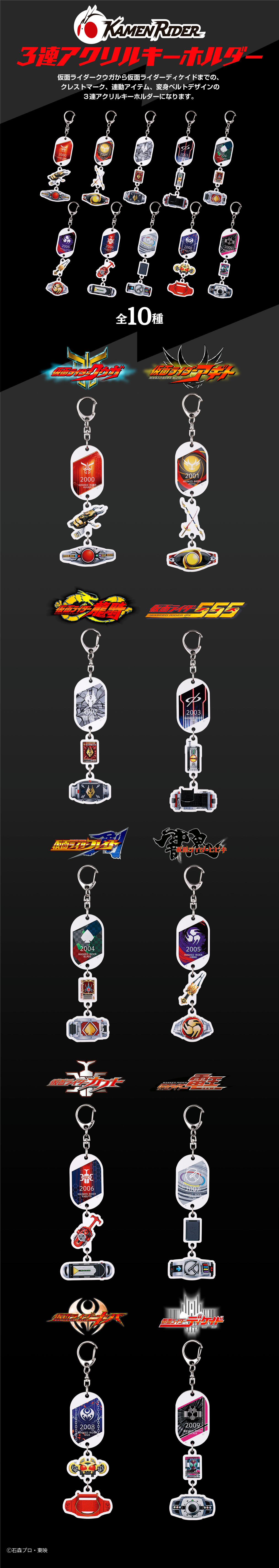 ハピクロ 仮面ライダーシリーズ 3連アクリルキーホルダー 第2弾 全10種