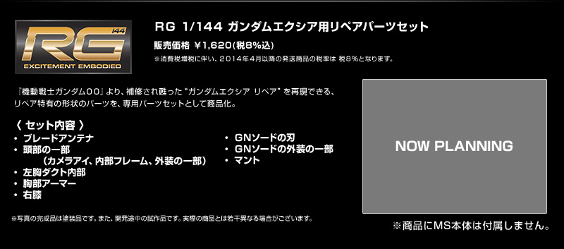 RG 1/144 GN-001RE Gundam Exia Repair Parts for GN-001 Gundam Exia