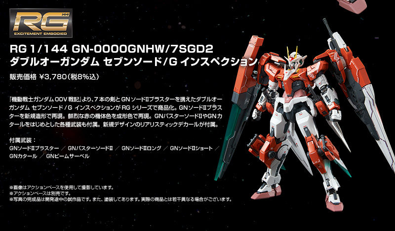 ｒｇ 1 144 ダブルオーガンダム セブンソード G インスペクション ホビーオンラインショップ プレミアムバンダイ バンダイナムコグループ公式通販サイト