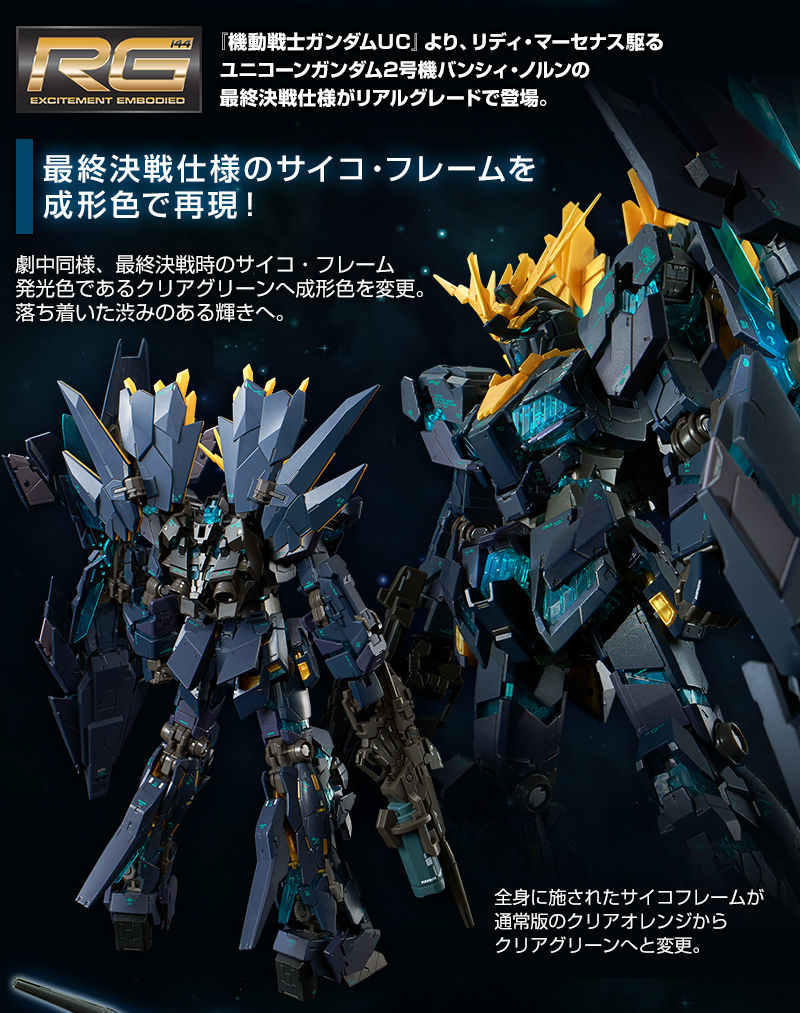 税込】 RG 1/144 アームドアーマー + 最終決戦仕様 バンシィ・ノルン 税込】 RG 1/144 アームドアーマー + 最終決戦仕様 バンシィ・ノルン