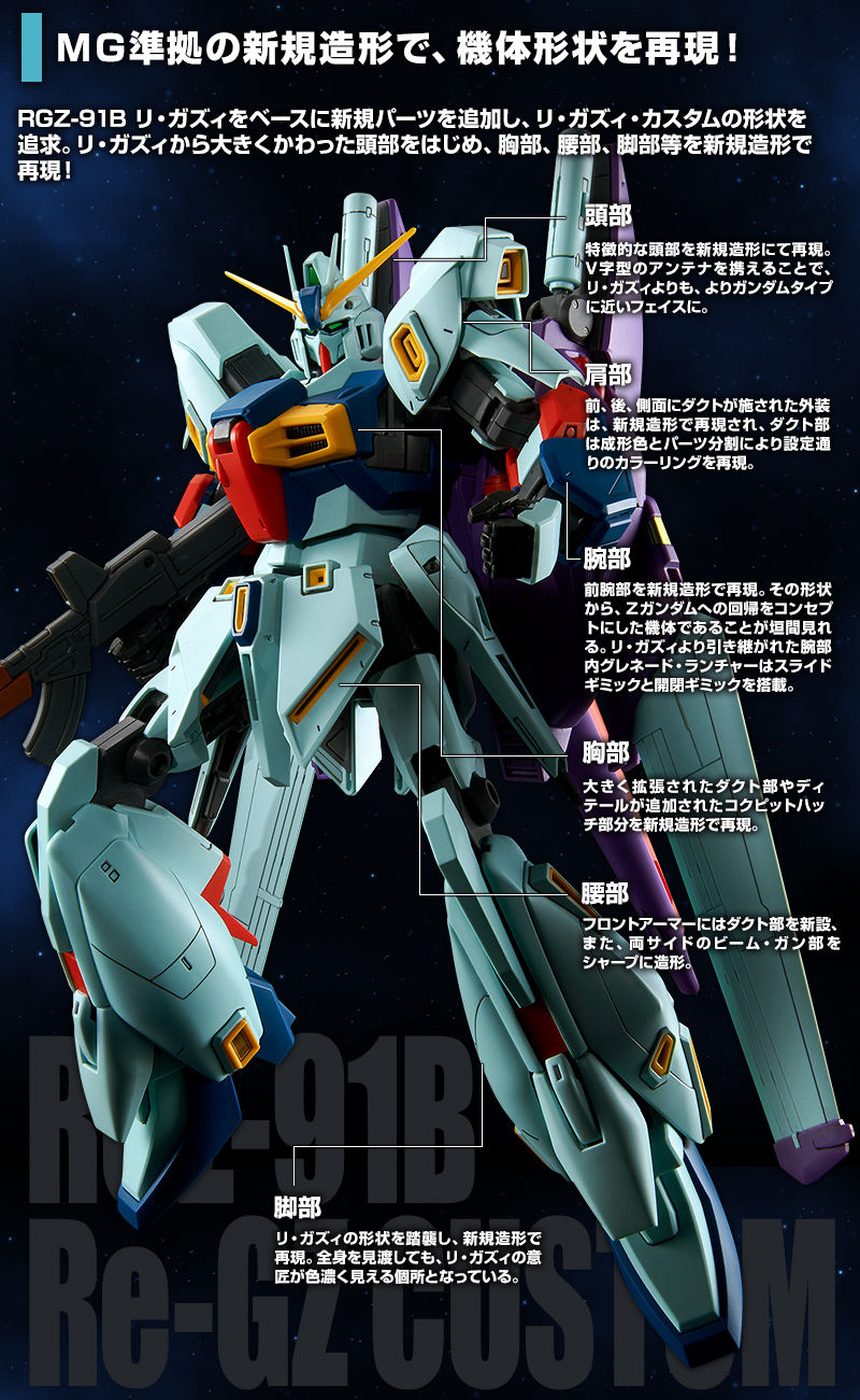 MG 1/100 RGZ-91B Re-GZ(Refined Gundam Zeta) Custom