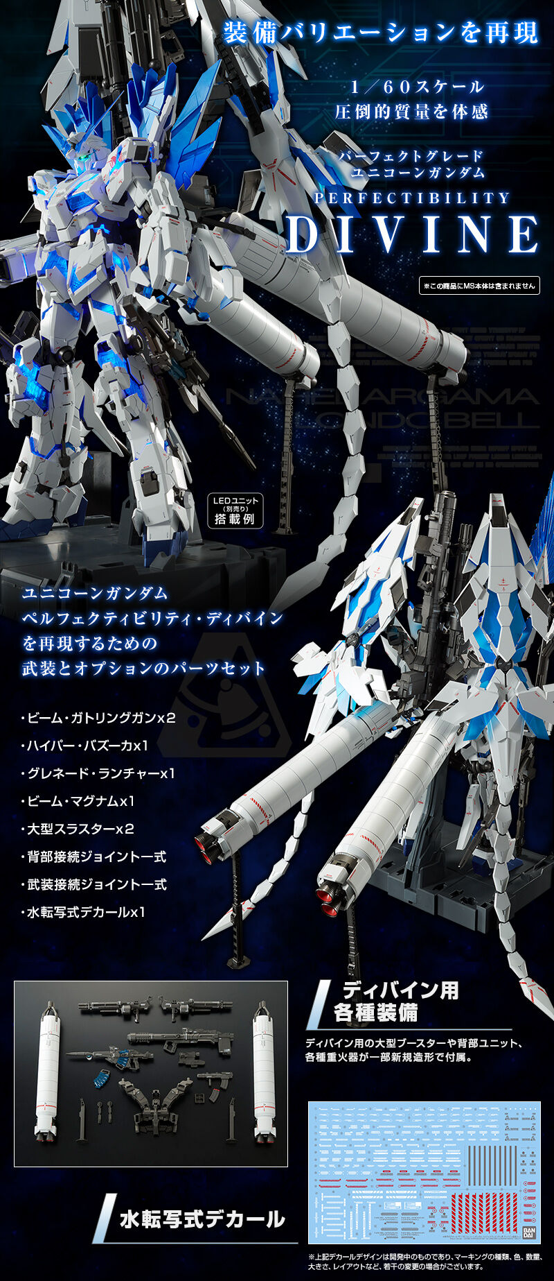 PG 1/60 Expansion Parts Divine Set for RX-0 Unicorn Gundam Perfectibility Gundam Perfectibility