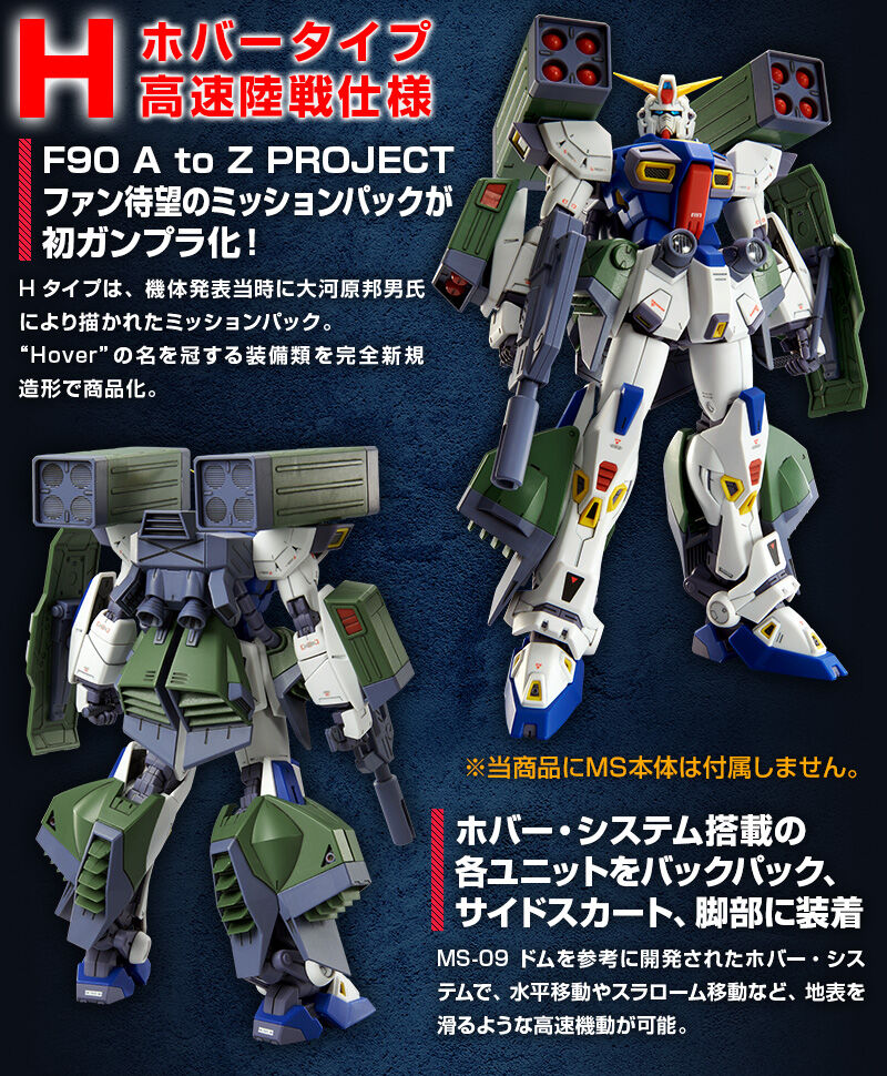 MG 1/100 Mission Pack H-Type Expansion Parts For Formula 90 Gundam F90