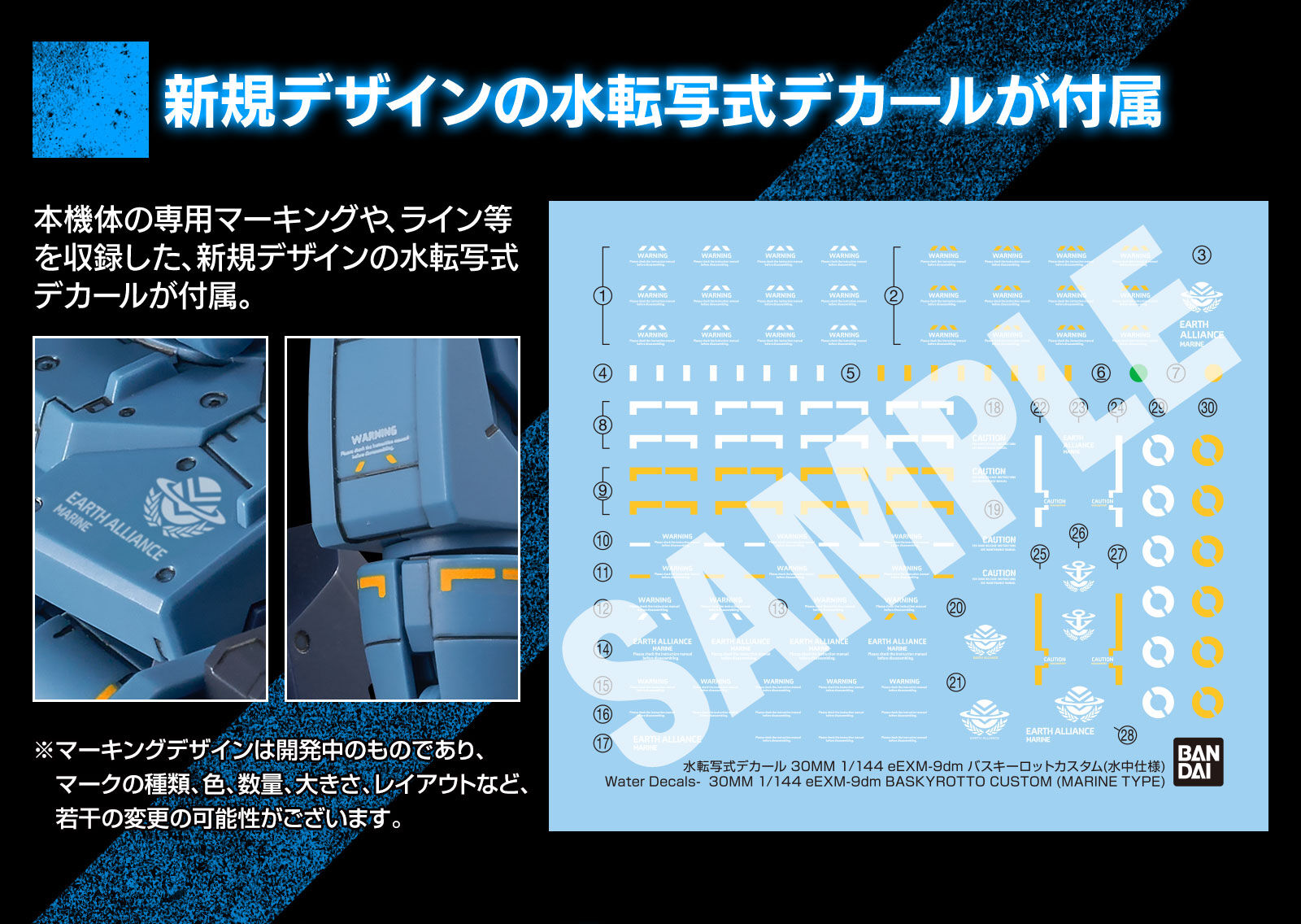 新規デザインの水転写式デカールが付属