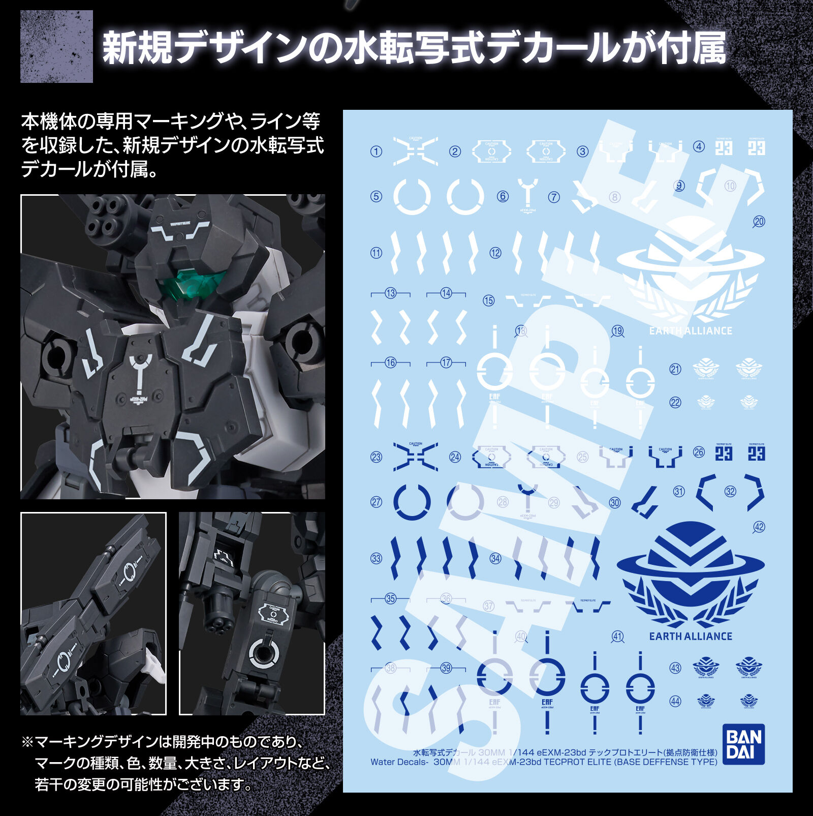 新規デザインの水転写式デカールが付属
