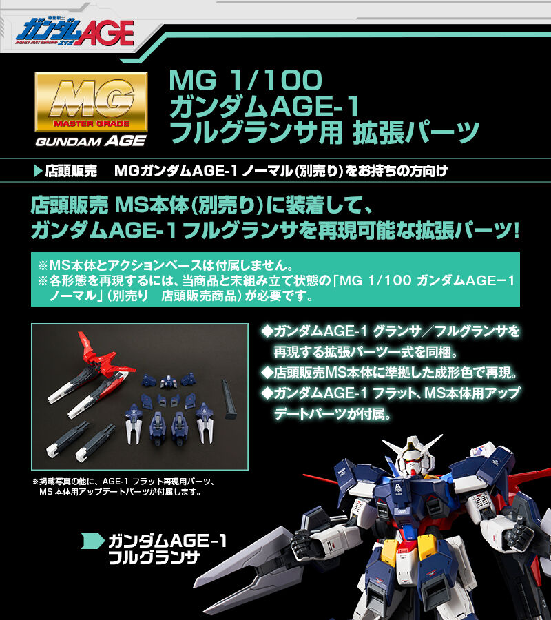 MG 1/100 AGE-1G Full Glansa Expansion Parts for AGE-1 Gundam AGE-1 Normal