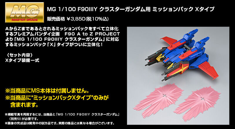 MG 1/100 Mission Pack X-Type Expansion Parts for Formula 90ⅢY Cluster Gundam