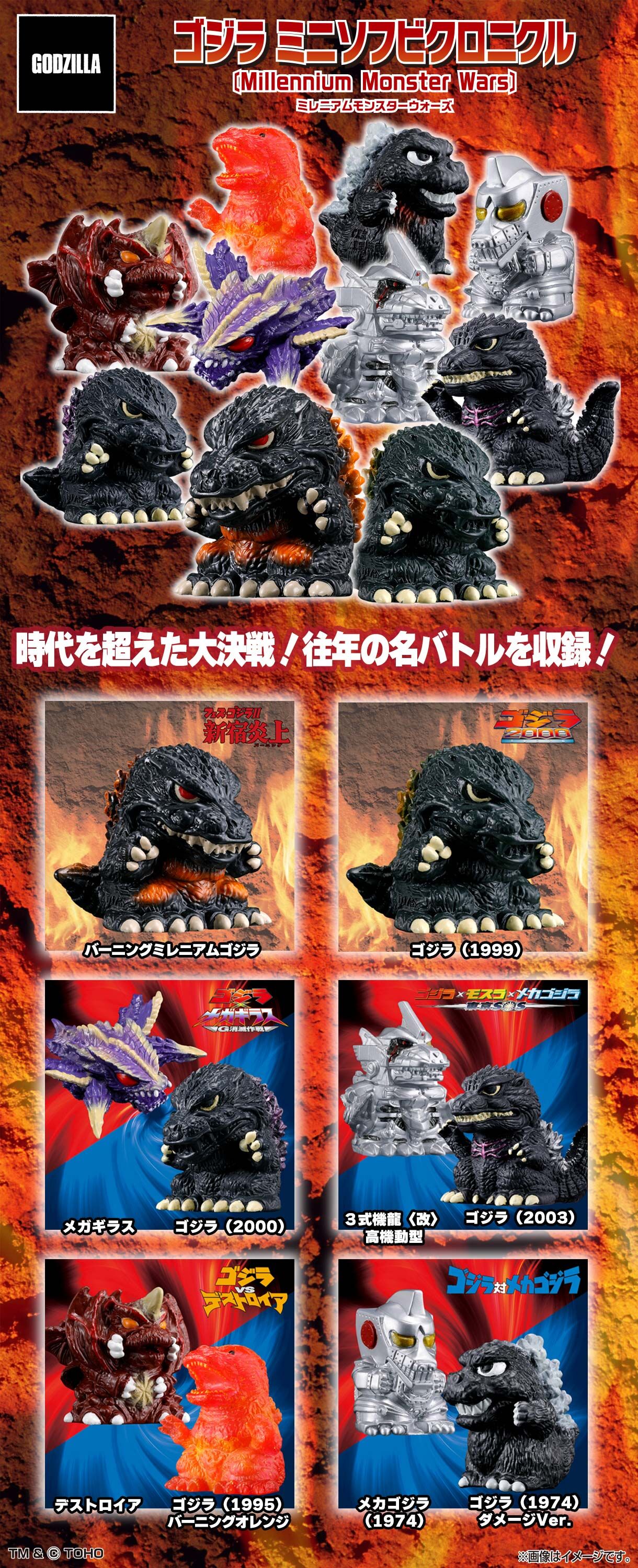 ゴジラ ミニソフビクロニクル〔ミレニアムモンスターウォーズ〕（BOX