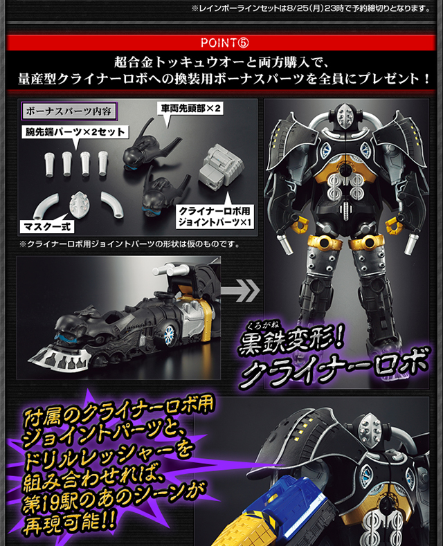 プレミアムバンダイ限定 烈車合体シリーズ 戦隊職人〜SUPER SENTAI ARTISAN〜 黒鉄変形 DXシュバルツ専用クライナーロボ(DXクライナーロボ) 烈車戦隊トッキュウジャー 完成トイ バンダイ