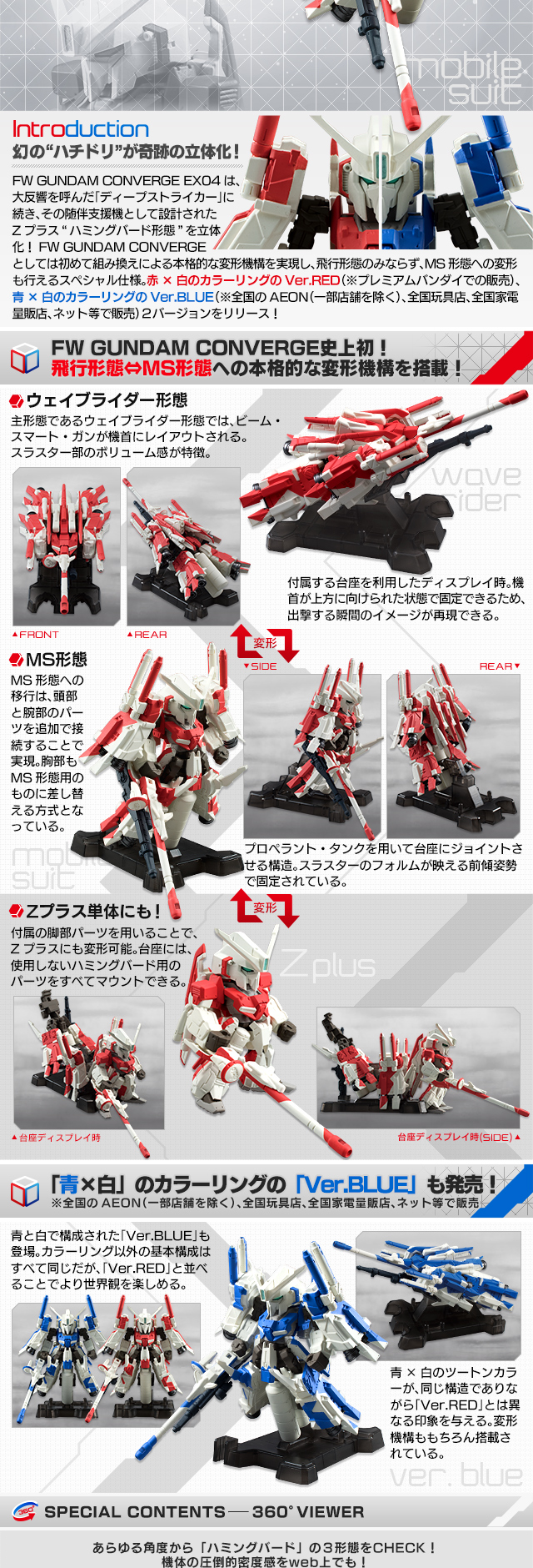 ガンダムコンバージEX04ハミングバード　赤＆青 FW GUNDAM CONVERGE EX04 ハミングバード(Ver.BLUE) 【MSZ-006C1