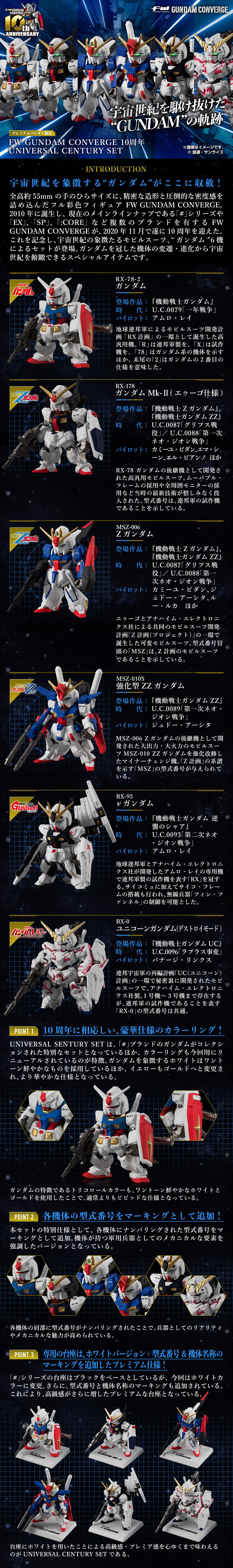 FW GUNDAM CONVERGE 10周年 UNIVERSAL CENTURY SET【プレミアム