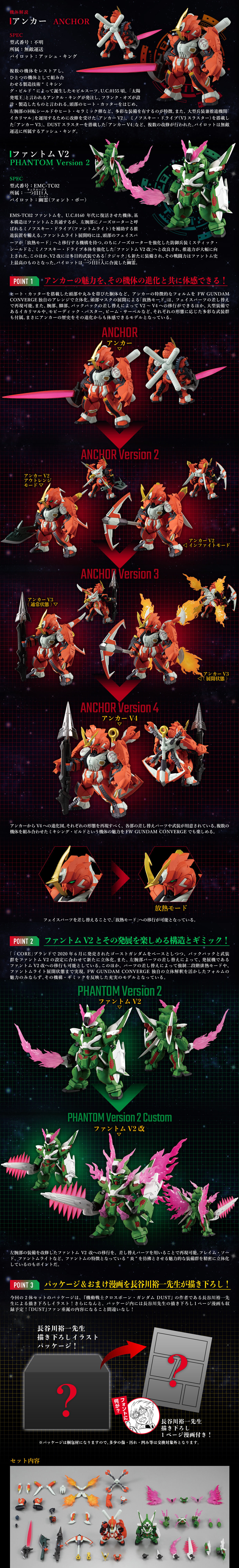 食玩 FW GUNDAM CONVERGE: CORE ANCHOR & PHANTOM V2 SET【PB限定