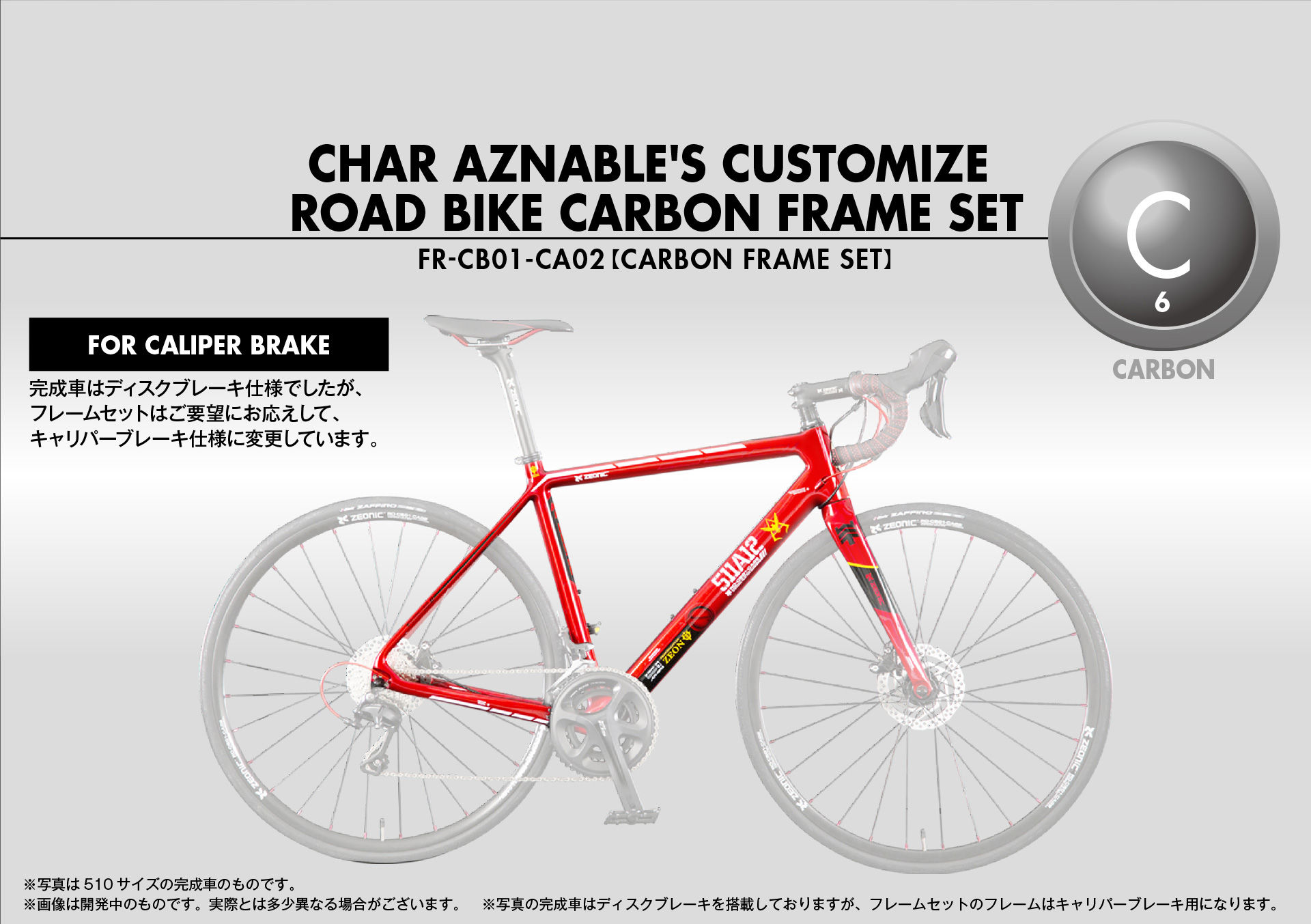 ZIONIC社製 シャア専用ロードバイク カーボンフレームセット FR-CB01