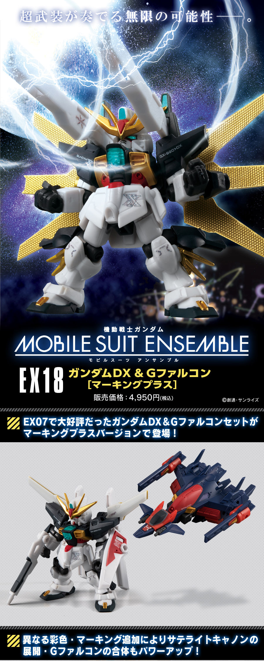 機動戦士ガンダム MOBILE SUIT ENSEMBLE EX18 ガンダムDX＆Gファルコン