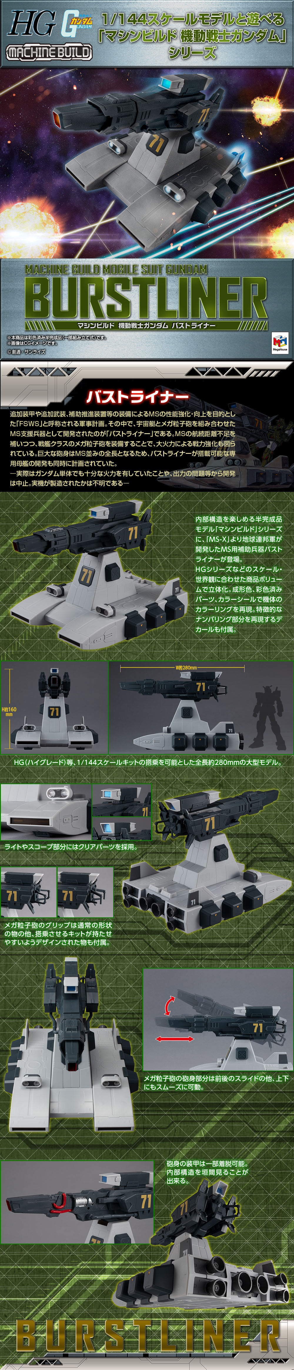 Megahobby Mechine Build 1/144 Burst Liner for Mobile Suit Gundam series