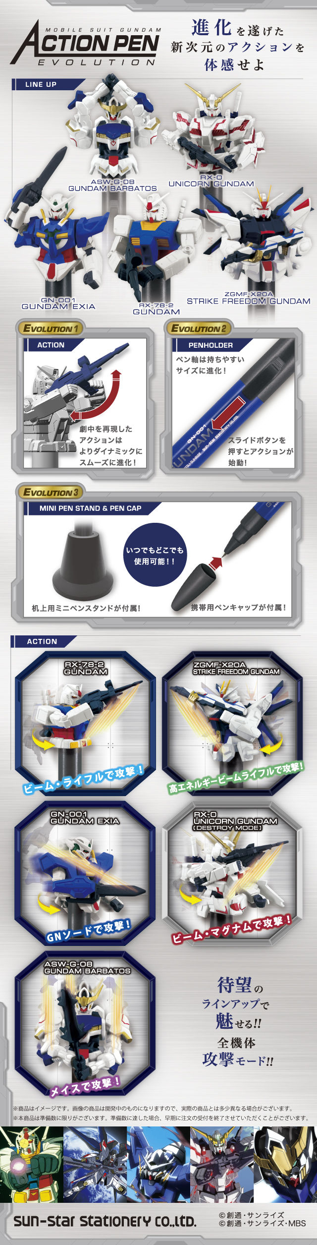 ガンダム アクションペン EVOLUTION（全5種） | 機動戦士ガンダム