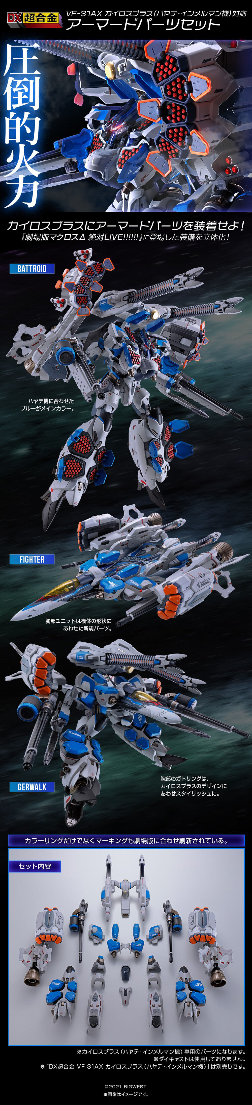 11月魂限DX超合金VF-31AX KAIROS-PLUS (疾風機)對應Armor Parts Set