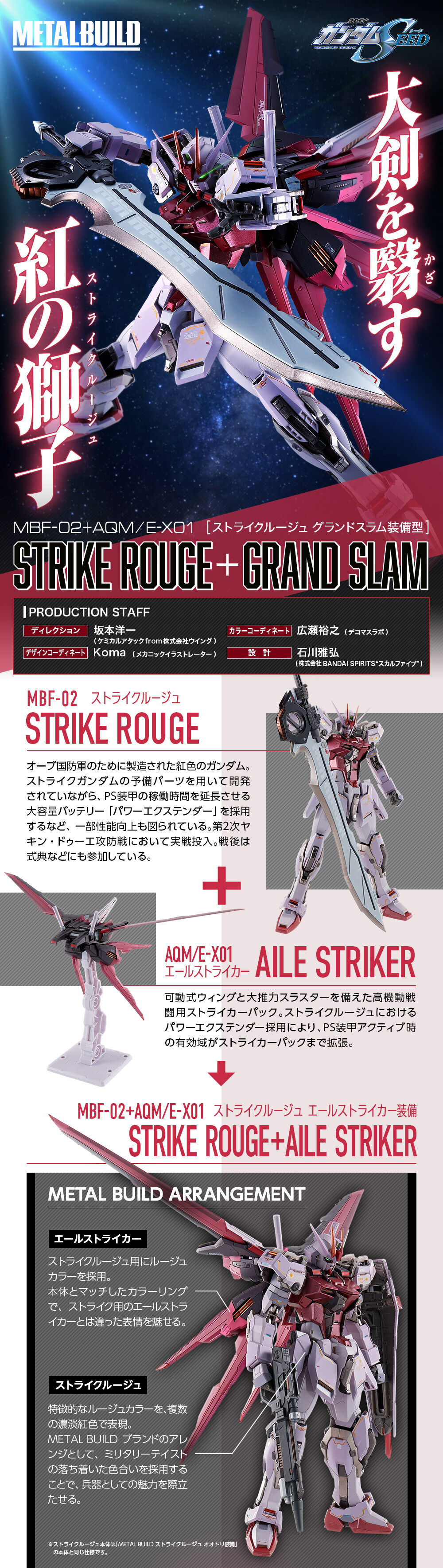 Metal Build MBF-02+AQM/E-X01 Aile Strike Rouge Gundam + XM404 Grand Slams