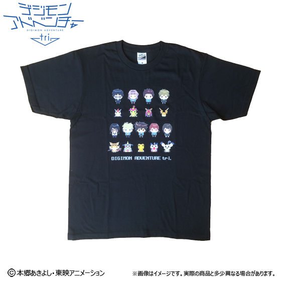 プレミアムバンダイ限定販売 デジモンアドベンチャーtri ドットビット Tシャツ 選ばれし子供達全員集合柄 バンコレ