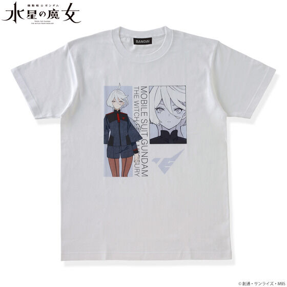 機動戦士ガンダム 水星の魔女 Tシャツ 白 アニメTシャツ 機動戦士ガンダム 水星の魔女 モグモ氏イラスト Tシャツ