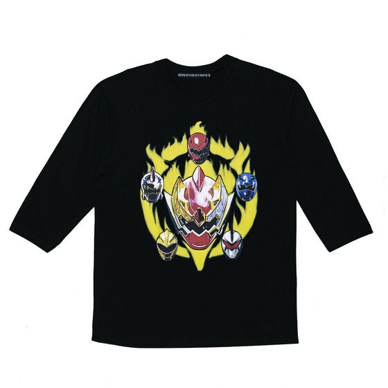 爆竜戦隊アバレンジャー×OVER THE STRiPES（オーバーザストライプス）７分袖Tシャツ / ブラック / M