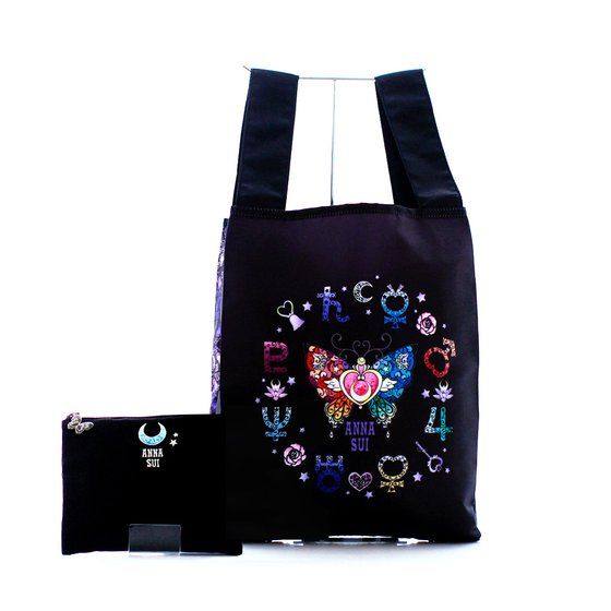 美少女戦士セーラームーン× ANNA SUI　ポーチ付きエコバッグ ネイビー ANNA SUI アナスイ エコバッグ ポーチ付 レディース ブランド 美