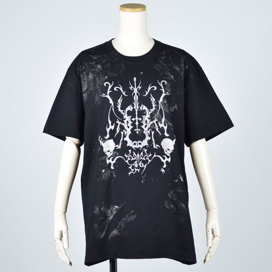 h.NAOTO 黒 文字プリント Tシャツ　エイチナオト 仮面ライダークウガ「グロンギ」×h.NAOTO Tシャツ | 仮面ライダー