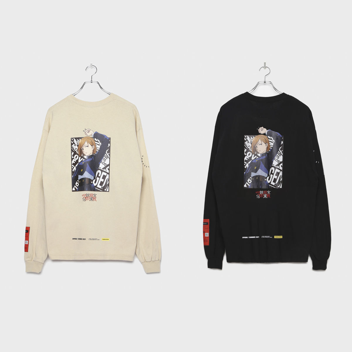 呪術廻戦×LEGENDA 釘崎野薔薇 l/s Tee(Beige/Black)【二次受注：2021年