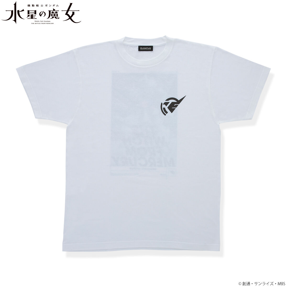 機動戦士ガンダム 水星の魔女 Tシャツ 白 アニメTシャツ 機動戦士ガンダム水星の魔女 ホルダーモチーフTシャツ