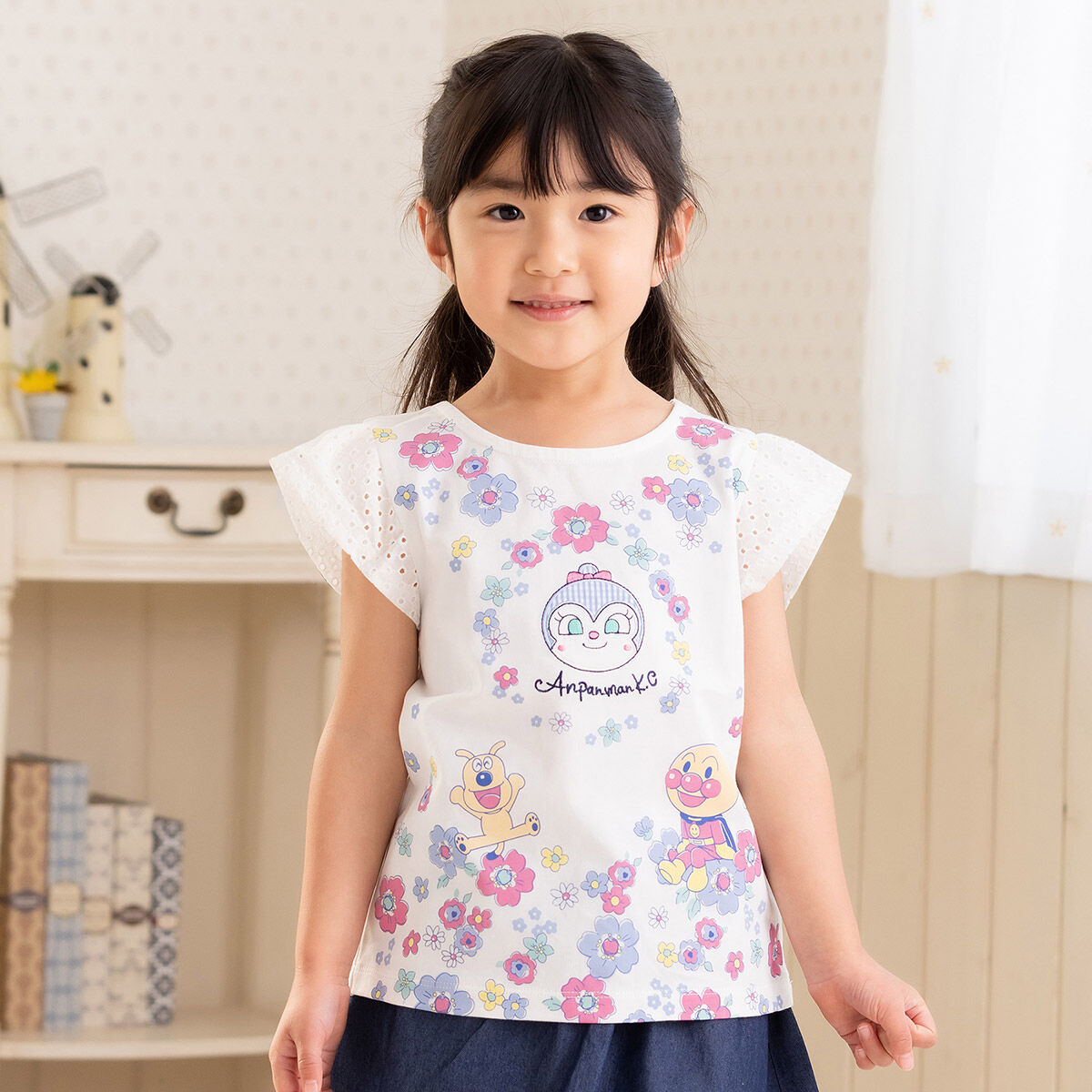花柄袖レースTシャツ | それいけ！アンパンマン ファッション