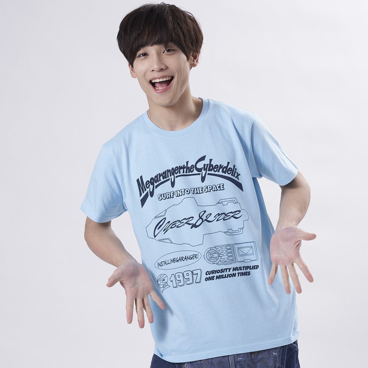 電磁戦隊メガレンジャー Tシャツ サイバーデリックス柄（ホワイト