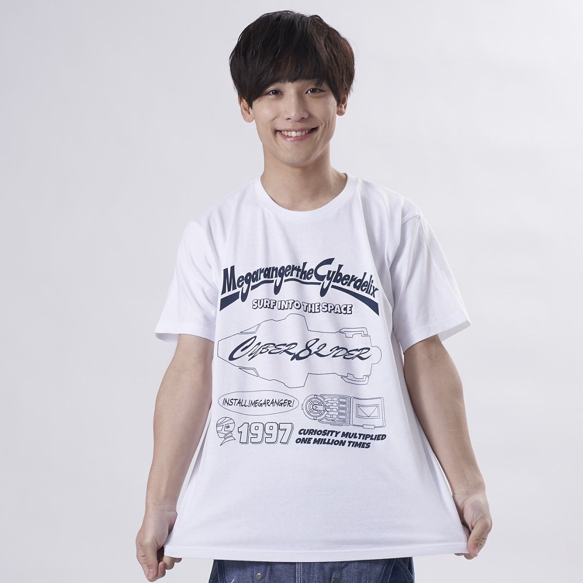 電磁戦隊メガレンジャー Tシャツ サイバーデリックス柄（ホワイト