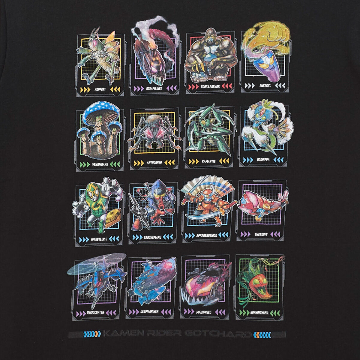 仮面ライダーガッチャード ケミー図鑑柄Tシャツ（特典カード付き