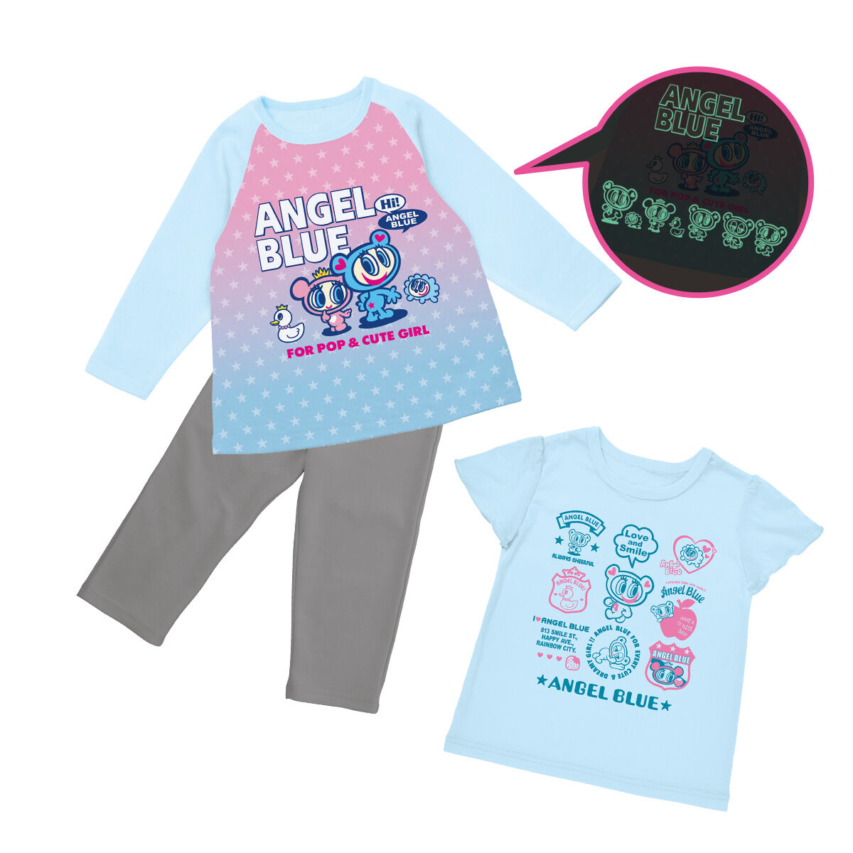 エンジェルブルー 光る！2TOPSパジャマ | ファッション