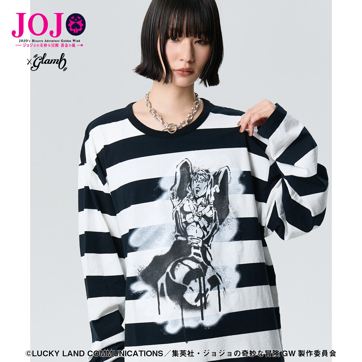 タグ付 glamb ジョジョ ブチャラティ ロンT 白 L 希少　レア ジョジョの奇妙な冒険 黄金の風【glamb】ロングTシャツ2 | ジョジョの