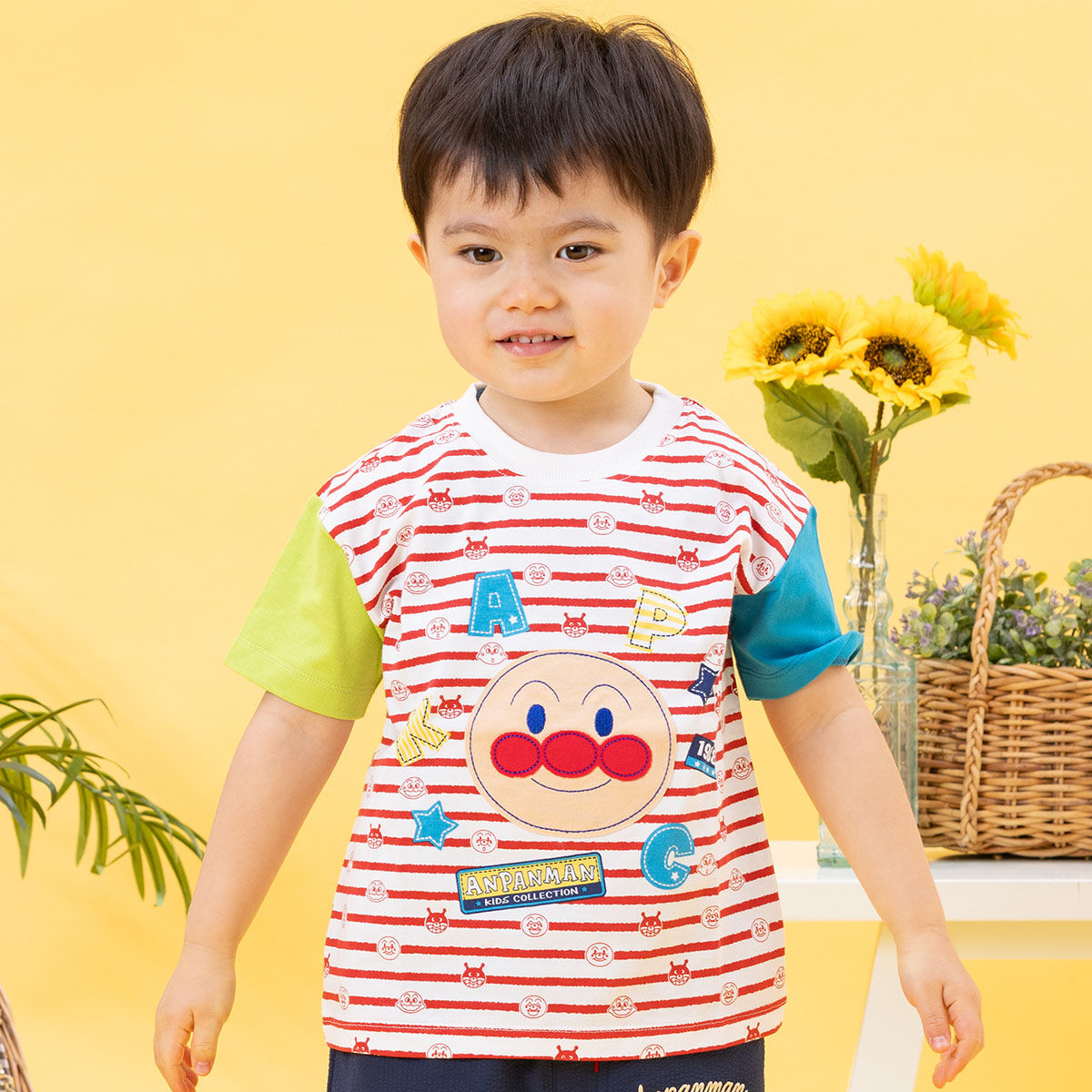 アンパンマンお顔ボーダー半袖Tシャツ | それいけ！アンパンマン