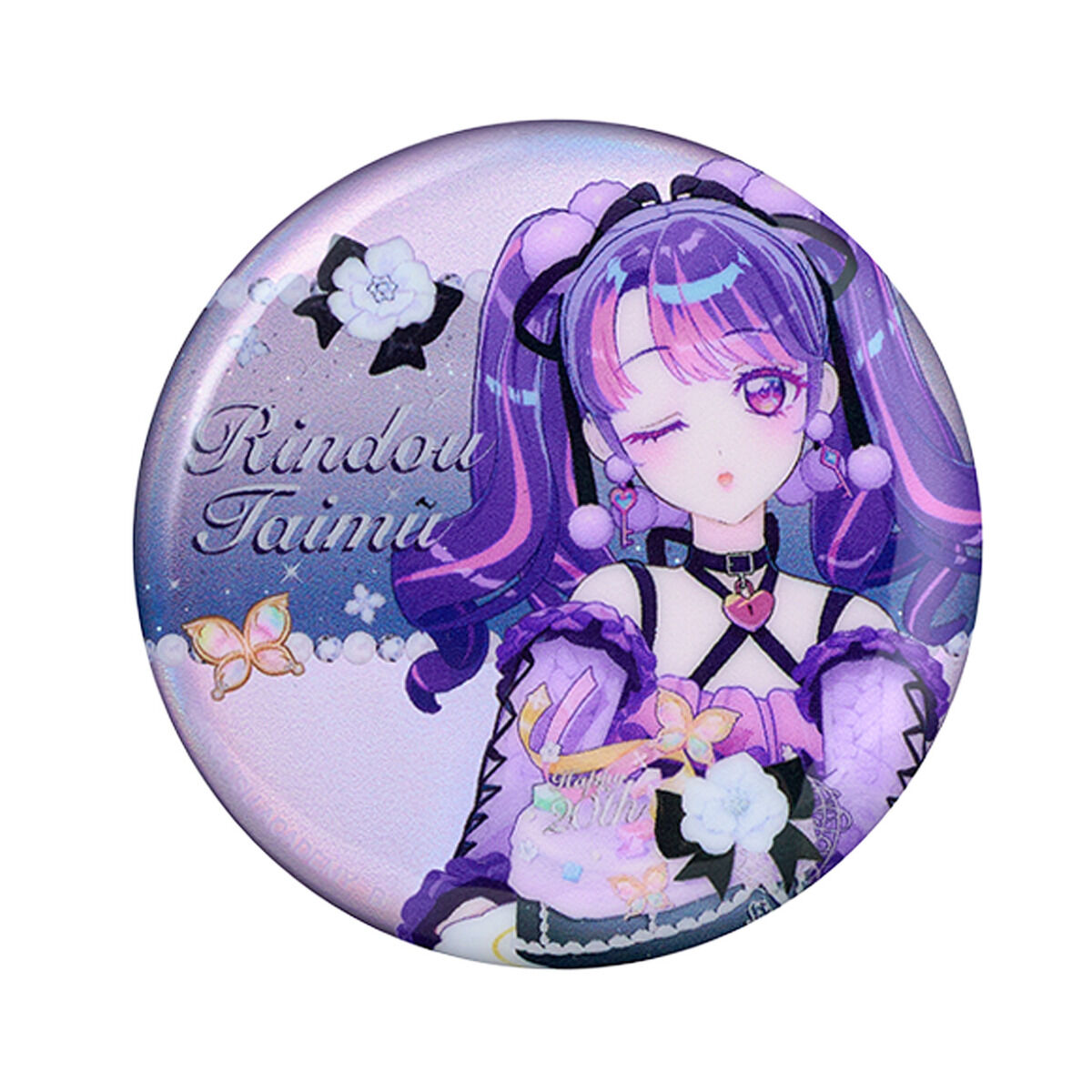 凛堂たいむ　缶バッジ ハピクロ！】アイカツアカデミー！凛堂たいむバースデー記念ホロ缶