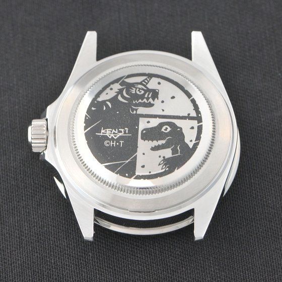 fWAhx`[ OMEGAMON~ Red Monkey Designs Wristwatch Silver925 High-End Model Black