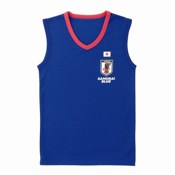 ＜プレミアム バンダイ＞サッカー日本代表オフィシャルライセンスグッズ Vネックサーフシャツ1枚（ブルー）
