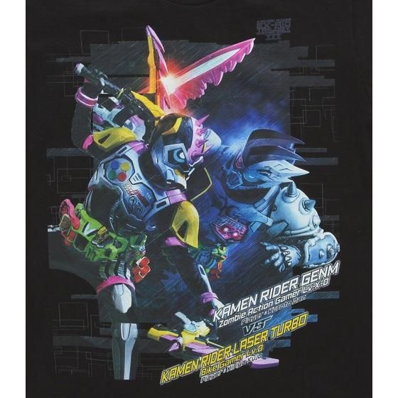 仮面ライダーエグゼイド トリロジー柄tシャツ 仮面ライダーゲンムvsレーザー バンコレ