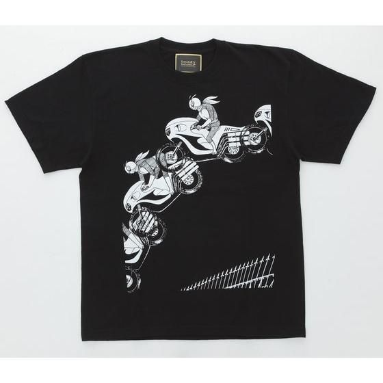 仮面ライダー×beauty:beast 石ノ森章太郎生誕80周年記念 Ｔシャツ「バイクジャンプ」 | 仮面ライダー ファッション・アクセサリー |  アニメグッズ ・おもちゃならプレミアムバンダイ｜バンダイナムコグループの公式通販サイト