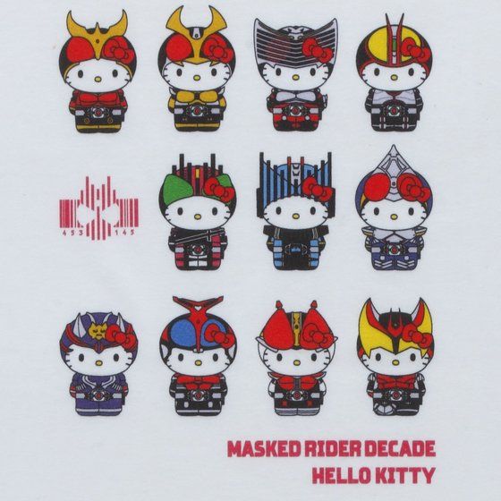 仮面ライダーディケイド×ハローキティ カラープリントTシャツ