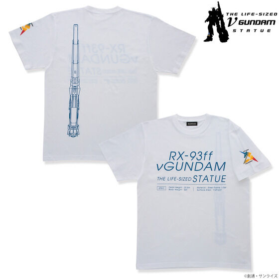 実物大νガンダム立像 Tシャツ ホワイト×ブルー 【2023年2月発送】