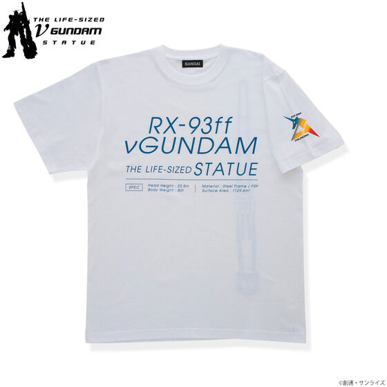 実物大νガンダム立像 Tシャツ ホワイト×ブルー 【2023年2月発送】