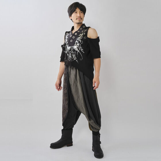 h.naoto フラップ付きサルエルパンツ 角醒ハンター オメガホーン×h.NAOTO 絶暴のイバル 切り替えサルエル