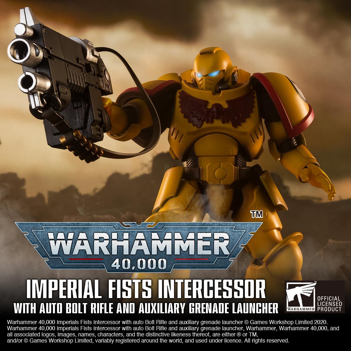 WARHAMMER 40,000 IMPERIAL FISTS INTERCESSOR WITH AUTO BOLT RIFLE AND  AUXILIARY GRENADE LAUNCHER| プレミアムバンダイ